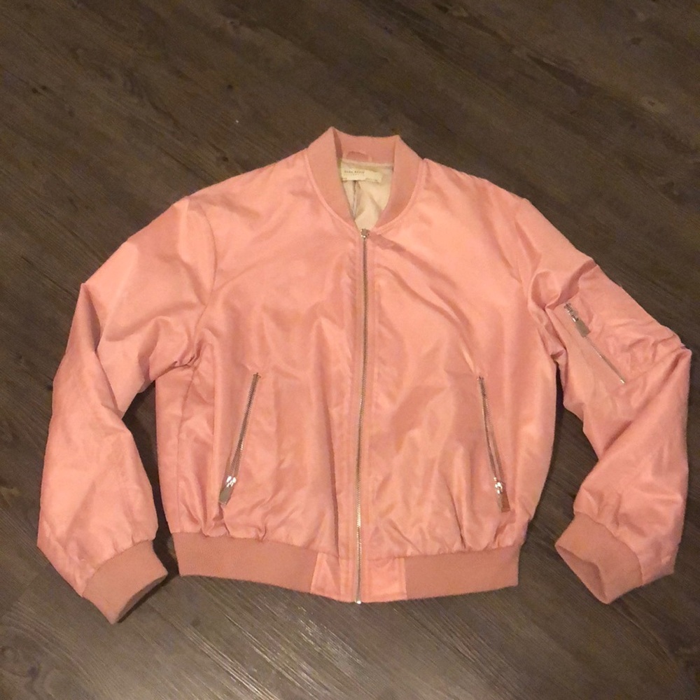 Pink Zara Bomber with Silver Zippers